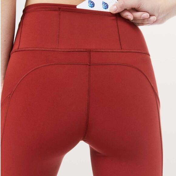 Lululemon Fast & Free Crop II *Nulux 19" Dark Sport Red - Picture 6 of 7